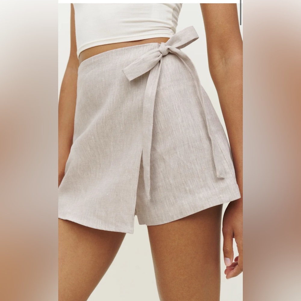 Reformation linen Eva skirt skort oatmeal natural color size 8